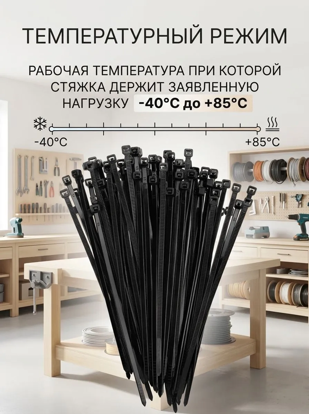 Стяжки пластиковые (хомуты) 2,5*100 черные, нейлоновые,100 штук