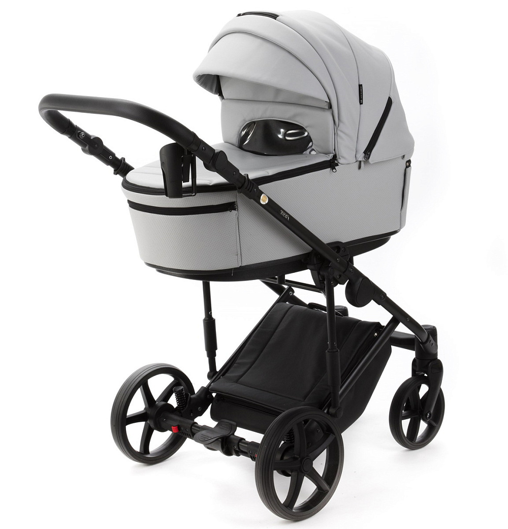 Детская коляска Adamex Zico Deluxe New 2 в 1 ZN-SA03 СВЕТЛО-СЕРАЯ КОЖА