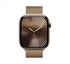 Часы Apple Watch Series 10, 46 мм, титан золотого цвета, миланский сетчатый браслет