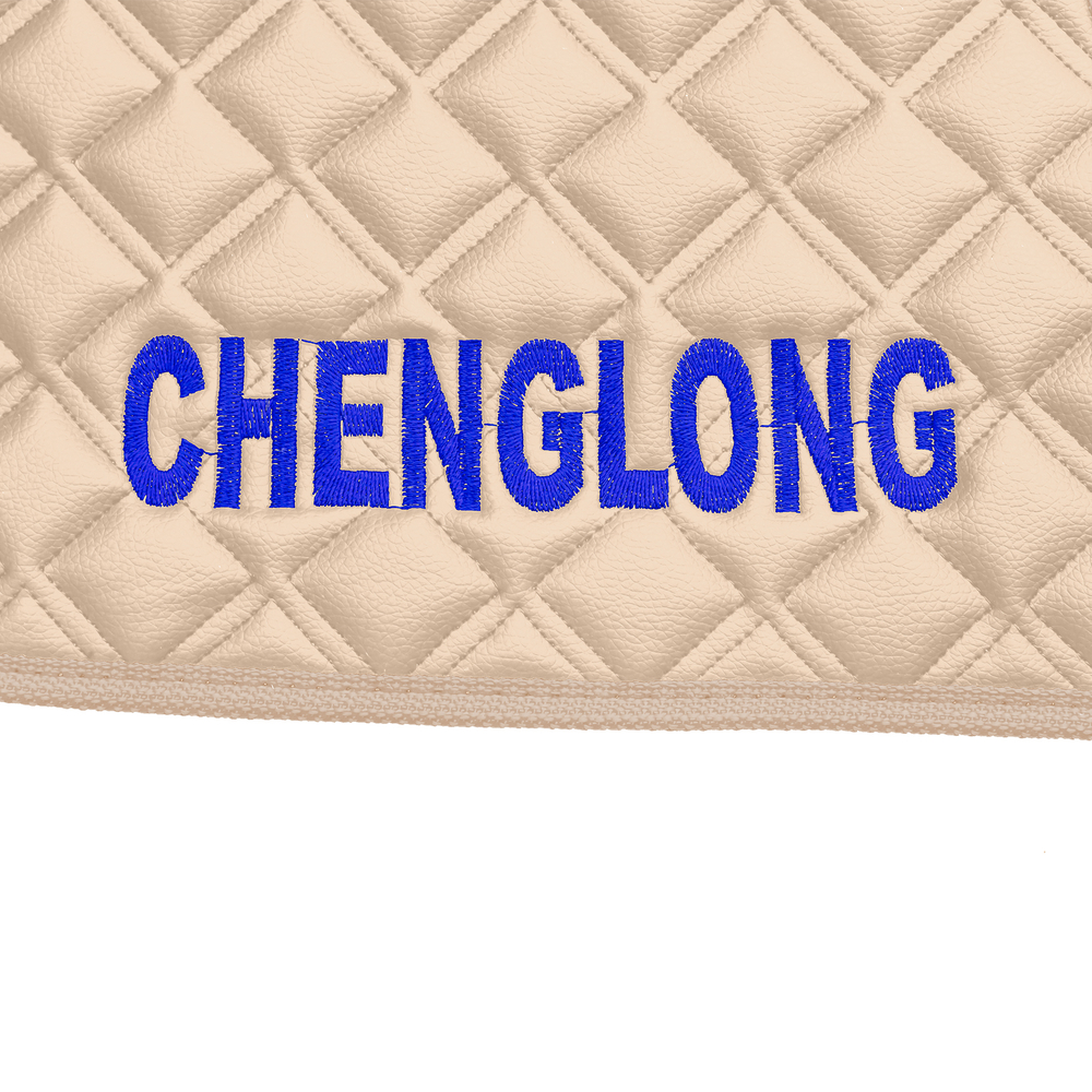 Ковры CHENGLONG (экокожа, бежевый, бежевый кант, синяя вышивка)