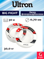 Леска флюорокарбоновая ULTRON Big Fight Fluorocarbon 1,00 мм, 55,0 кг, 30 м, прозрачная