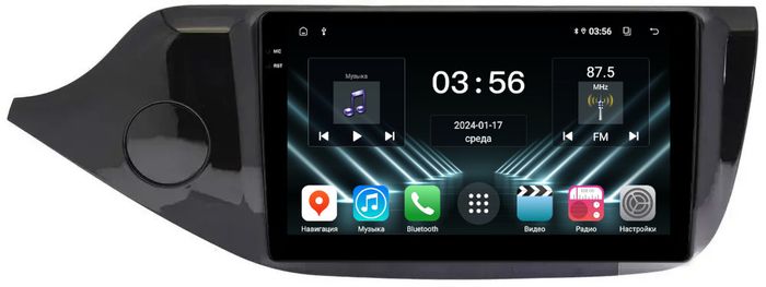 Магнитола для KIA Ceed 2 2012-2018 (рамка глянцевая) - FarCar S280 монитор 9.5" IPS на Android 13, CarPlay