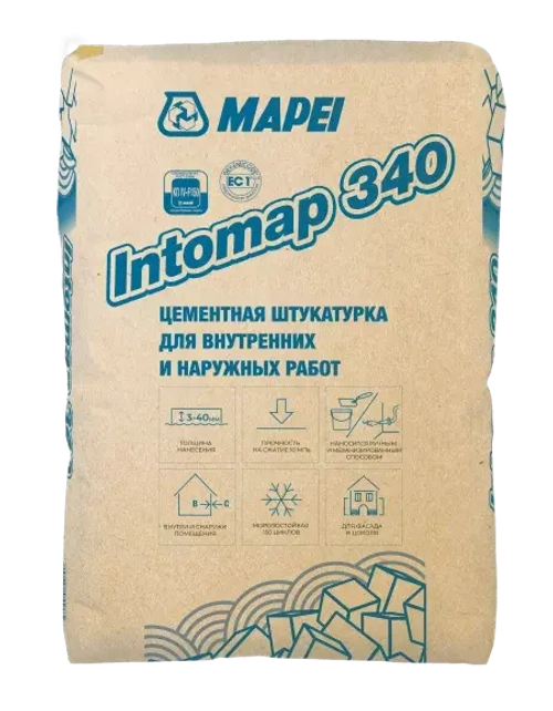 Штукатурка цементная Mapei Intomap 340 25 кг.