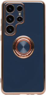 Стильный глянцевый чехол для SAMSUNG GALAXY S23 ULTRA с кольцом-подставкой и бархатной подкладкой