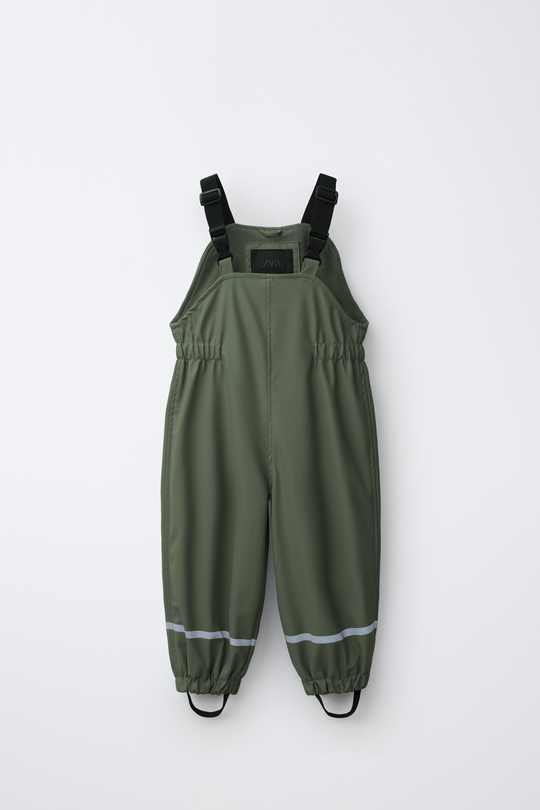 ZARA ПРОРЕЗИНЕННЫЙ КОМБИНЕЗОН WATER RESISTANT, ЗЕЛЕНЫЙ