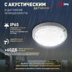 Светильник ЖКХ светодиодный ЭРА SPB-201-2-65K-008 IP65 8Вт 6500К D140 круглый с акустическим датчиком | Светильники для ЖКХ IP65
