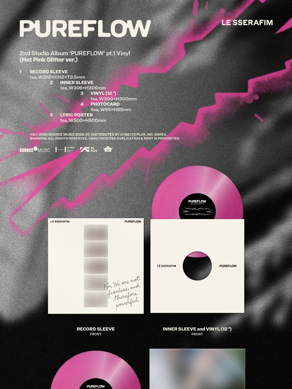 Альбом LE SSERAFIM - PUREFLOW PT.1 2nd Studio Album LP 2 Version SET