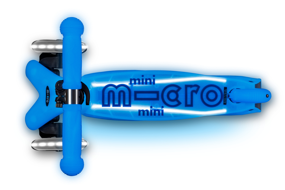 Самокат Mini Micro Deluxe Glow Plus (светящийся) LED арктический синий