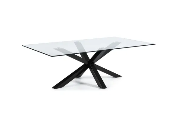 Стол Argo 180x100 см, стекло, черные ножки