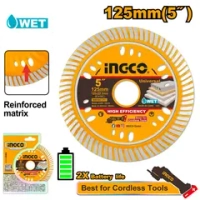 Диск алмазный ультратонкий сегментированный 125х10х1.6х22мм INGCO DMD061251 INDUSTRIAL