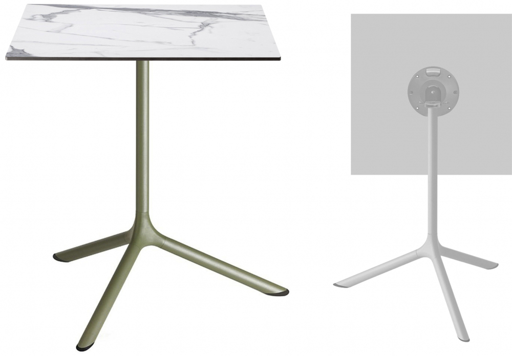 Стол ламинированный обеденный складной Scab Design Tripe Maxi Folding, оливковый, белый мрамор Каррара
