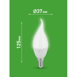 Лампа светодиодная ЭРА GREEN LINE LED BXS-6W-840-E14 GL 6Вт свеча на ветру яркий белый свет E14 | Лампы cветодиодные Свеча (B/C)