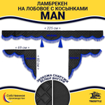 Ламбрекен с косынками стеганые Man (экокожа, черный, синяя лапша)