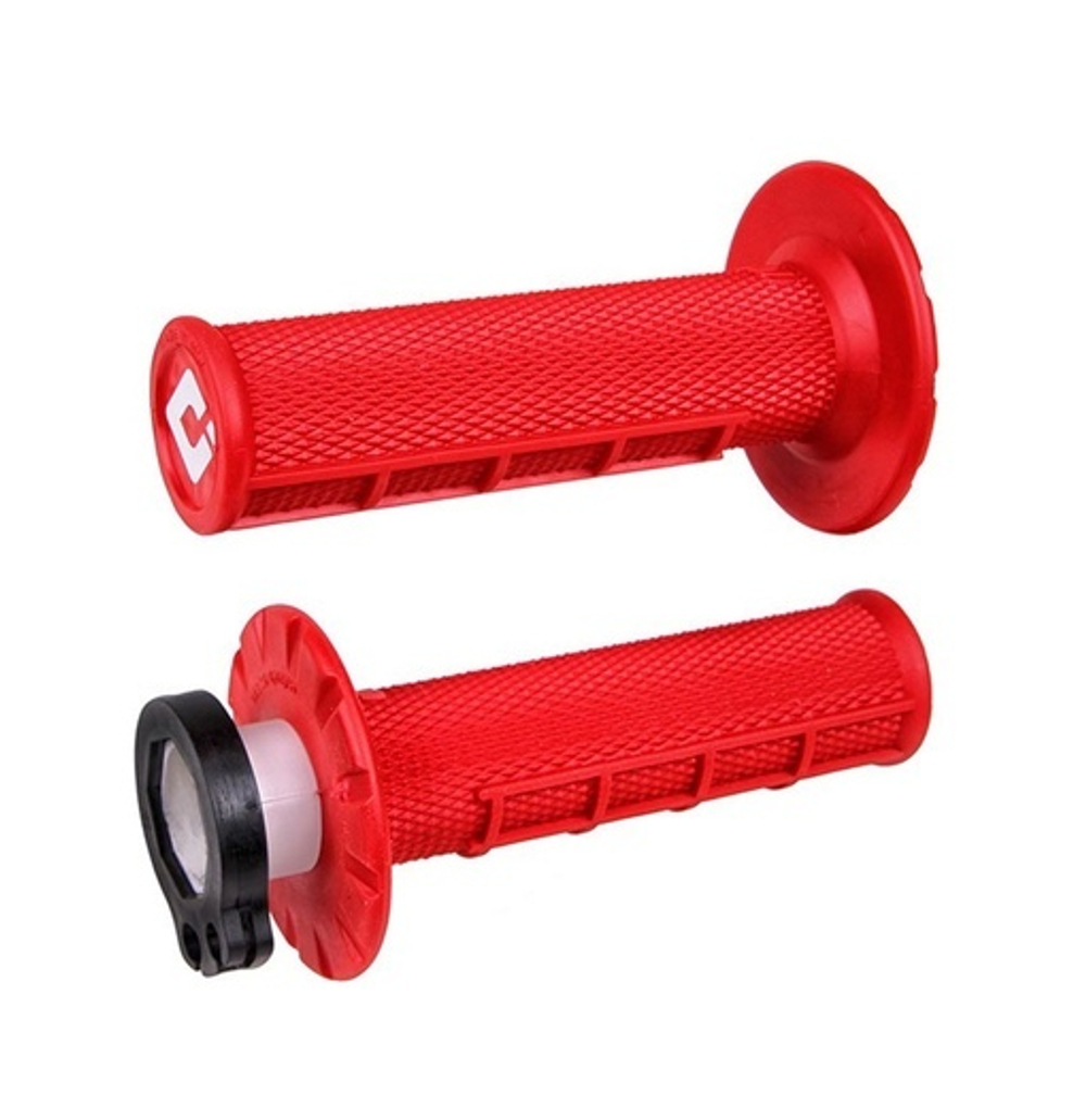 Ручки руля красные (грипсы) ODI V2 Lock-On MX HALF-WAFFLE Red