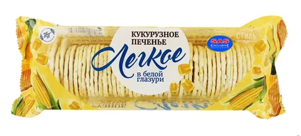 Печенье Кукурузное в Белой глазури без глютена "Легкое" 145