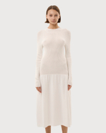 MM6 MAISON MARGIELA ПЛАТЬЕ БЕЛОЕ КОМБИНИРОВАННОЕ МИДИ