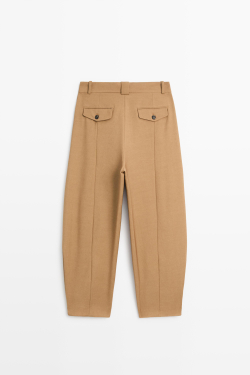 Massimo Dutti Шерстяные брюки со складками, цвет верблюжьей шерсти