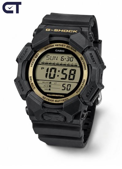 CASIO GD-010GB-1A9DR G-SHOCK мужские наручные часы — чёрно-золотая цифровая G-SHOCK с 10-летней батареей