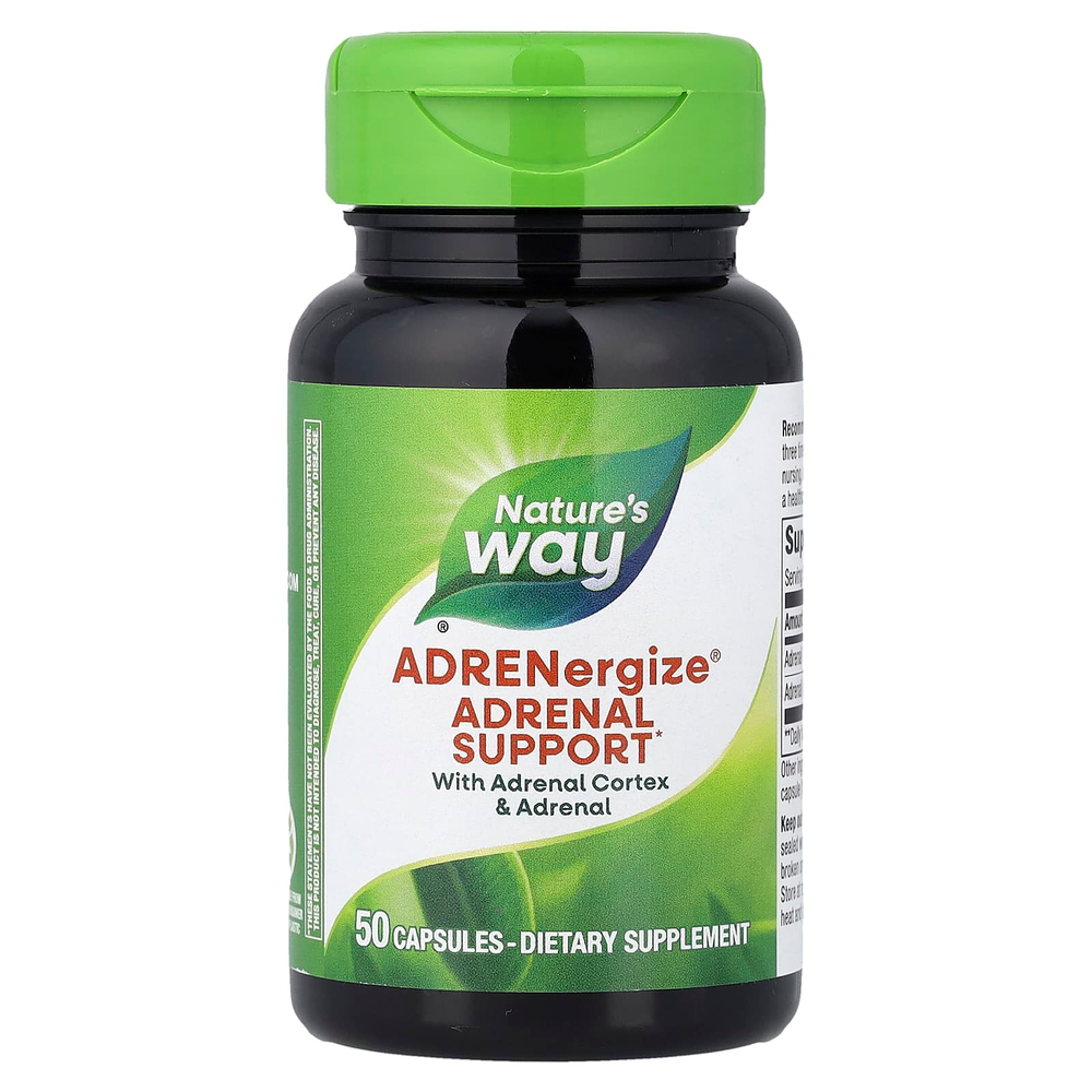 Nature's Way, ADRENergize, для здоровья надпочечников, 50 веганских капсул
