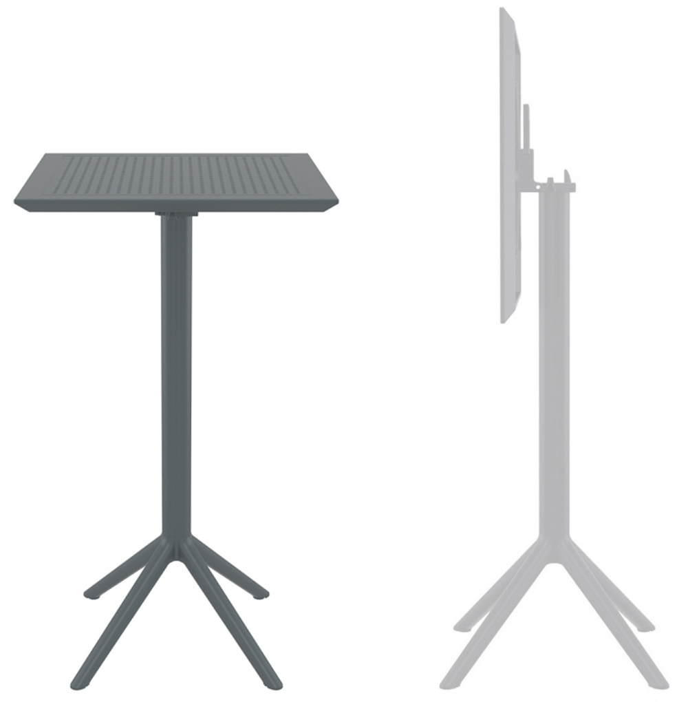 Стол пластиковый барный складной Siesta Contract Sky Folding Bar Table 60, темно-серый