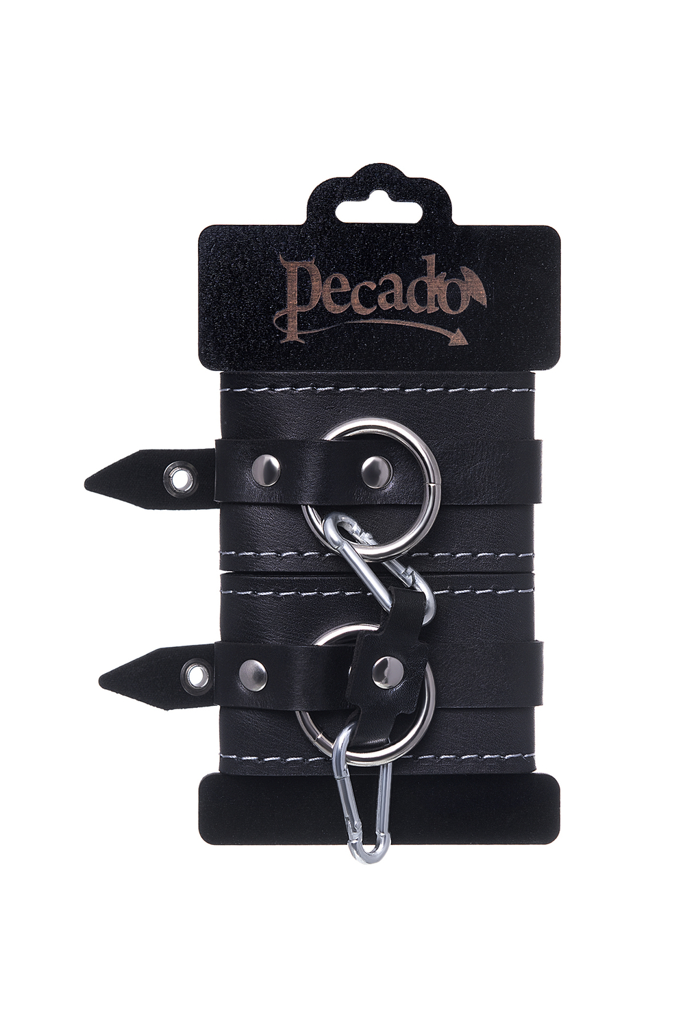 Наручники двухслойные с белой строчкой Pecado черные