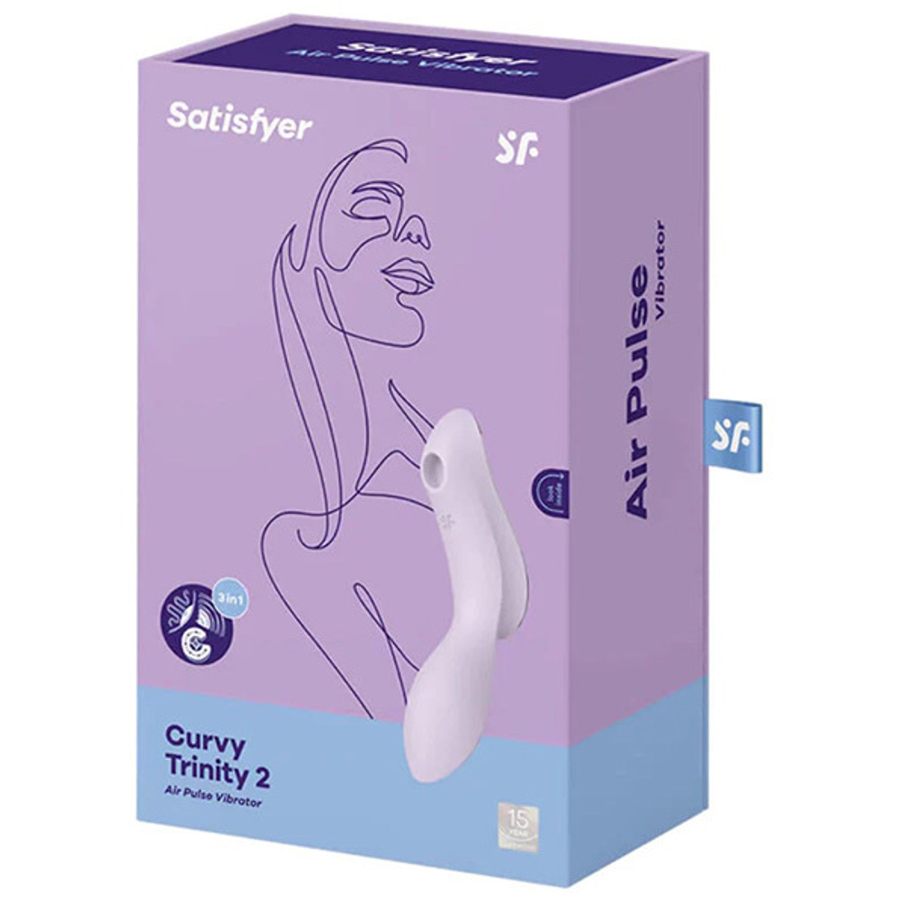 Сиреневый вибромассажер 17,4см с вакуумной стимуляцией Satisfyer Curvy Trinity 2