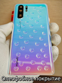 Задняя крышка ПРЕМИУМ для Huawei P30 Pro VOG-L29 ( заднее стекло ) Цвет: Бело-Голубой-Сиреневый / Breathing Crystal