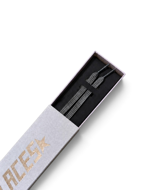 Golden Goose Black Crystal Logo Laces — Black / Silver