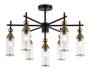 Люстра на штанге 7*E14 LH55257/7 BK/BS/CL чёрный/латунь/прозрачный High Light Modern Ambrella