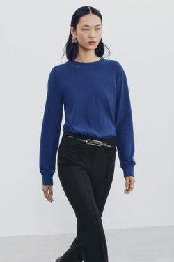 ZARA ФУТБОЛКА С ДЛИННЫМИ РУКАВАМИ, ИНДИГО