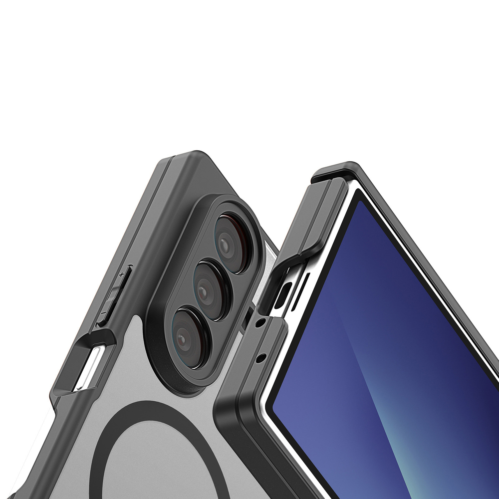 Усиленный чехол черного цвета с MagSafe для Samsung Galaxy Z Fold 7, серия Expn Series Magnetic от Dux Ducis