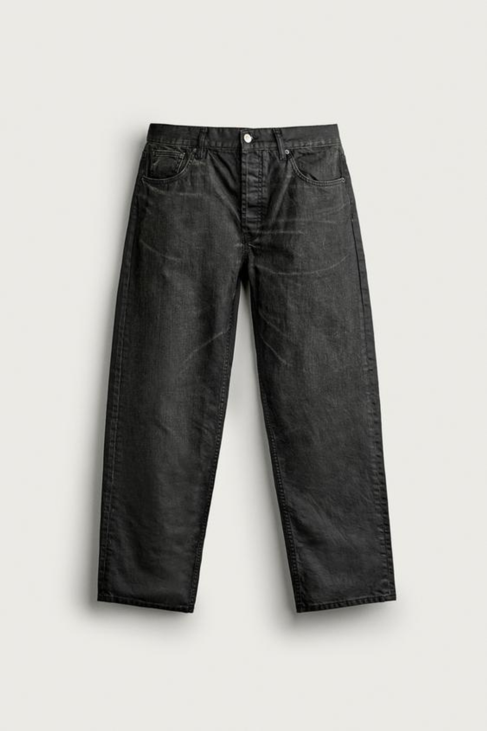 ZARA ДЖИНСЫ STRAIGHT FIT С ВОСКИРОВАННЫМ ЭФФЕКТОМ, УГОЛЬНЫЙ