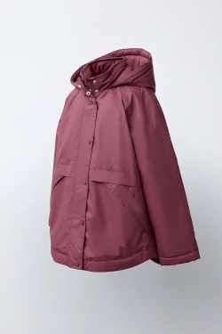 ZARA ПРОРЕЗИНЕННЫЙ ДОЖДЕВИК WATER RESISTANT, КЛУБНИЧНЫЙ