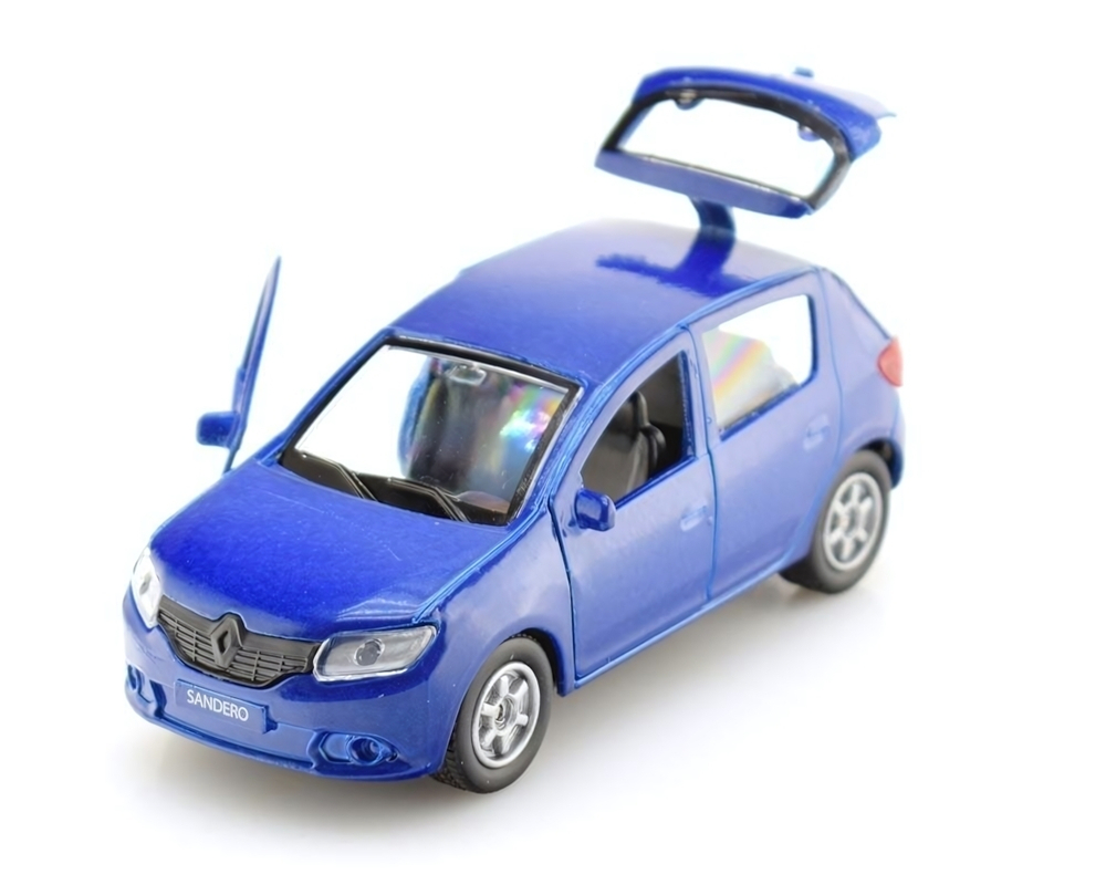 Модель ин. мет. "Renault Sandero" 12см, открыв. двери и багаж., синий, коробка SB-17-61-RS (Технопарк)