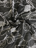 Вуаль с вышивкой цветы, черный, вискоза TENCEL