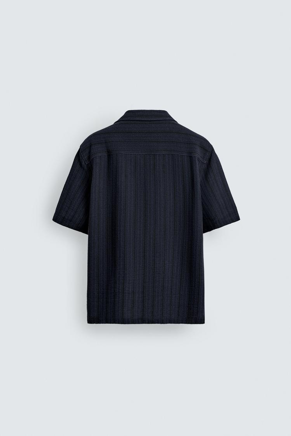 ZARA РУБАШКА ЖАККАРД С ГЕОМЕТРИЧЕСКИМ УЗОРОМ, МОРСКОЙ СИНИЙ