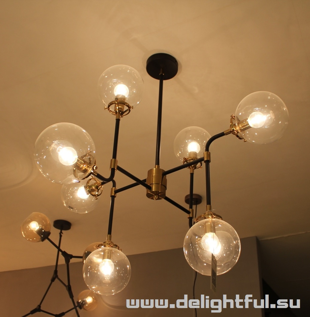 ЛЮСТРА BISTRO GLOBE CLEAR GLASS CHANDELIER 8