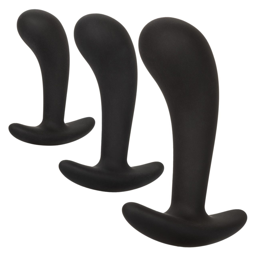 Набор из 3 черных стимуляторов простаты Silicone Prostate Kit (Цвет: черный)
