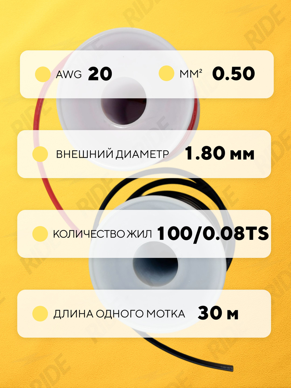 Силиконовый провод, красный и черный