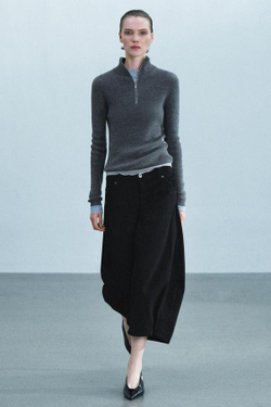ZARA ДЖИНСОВЫЕ ШОРТЫ CARROT СО СРЕДНЕЙ ПОСАДКОЙ — ZW COLLECTION, ЧЕРНЫЙ