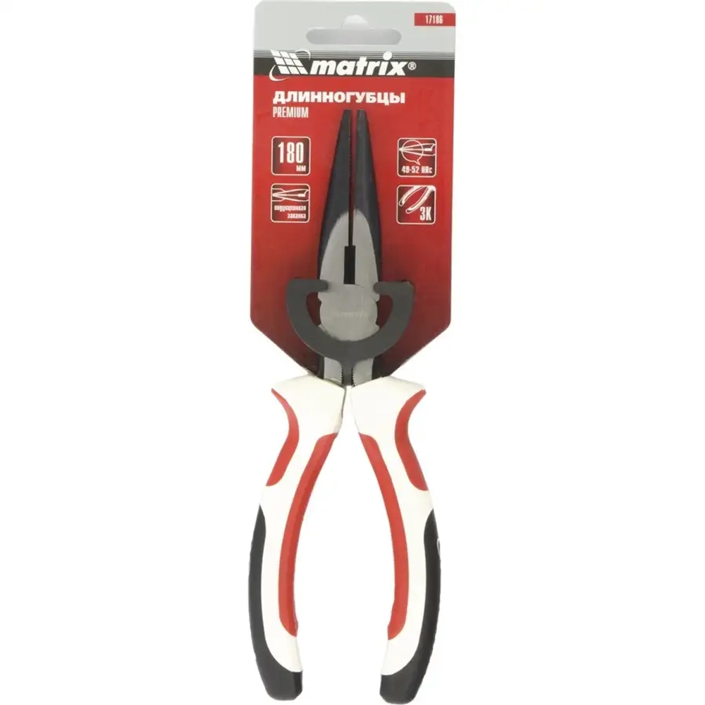 Длинногубцы Premium, 180 мм, прямые MATRIX 17186