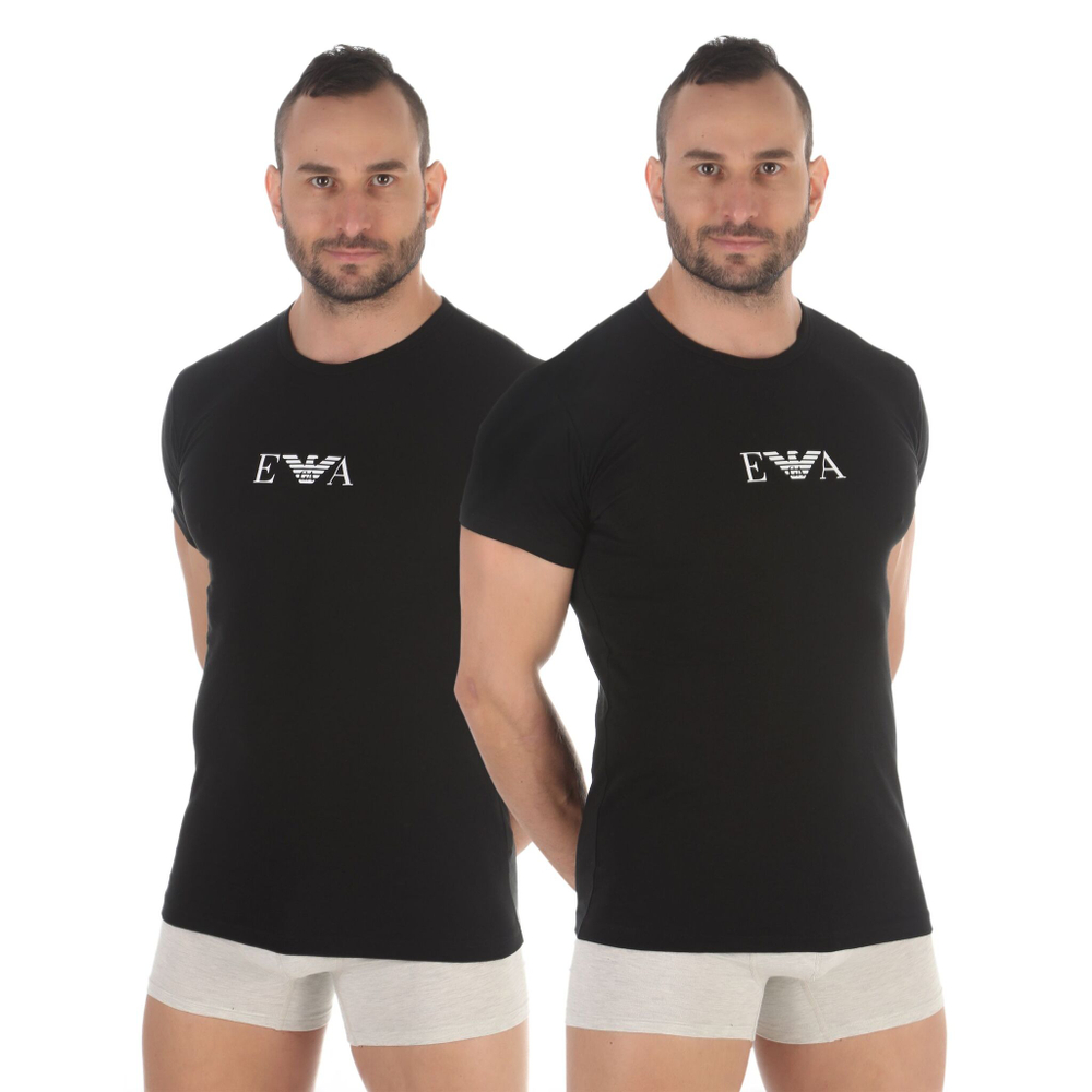 Набор из 2 черных мужских футболок Emporio Armani (Размер: XL) (Цвет: черный)