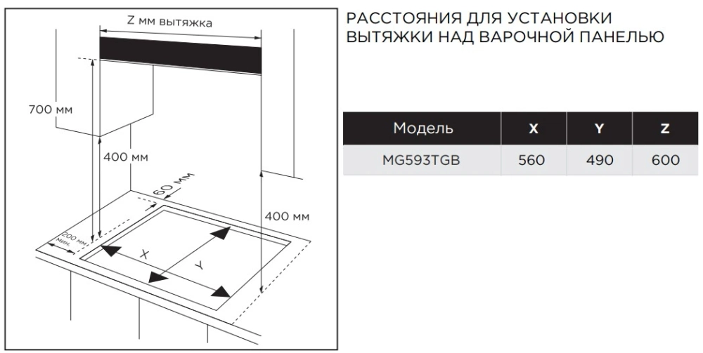 Газовая варочная панель Midea MG593TGB