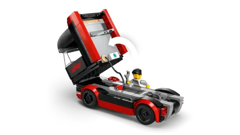 Конструктор LEGO City 60445 Грузовик с автомобилями RB20 и AMR 24 F1