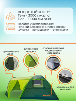 Палатка 3-местная MirCamping 1504-3 туристическая, походная, трехместная, с большим тамбуром