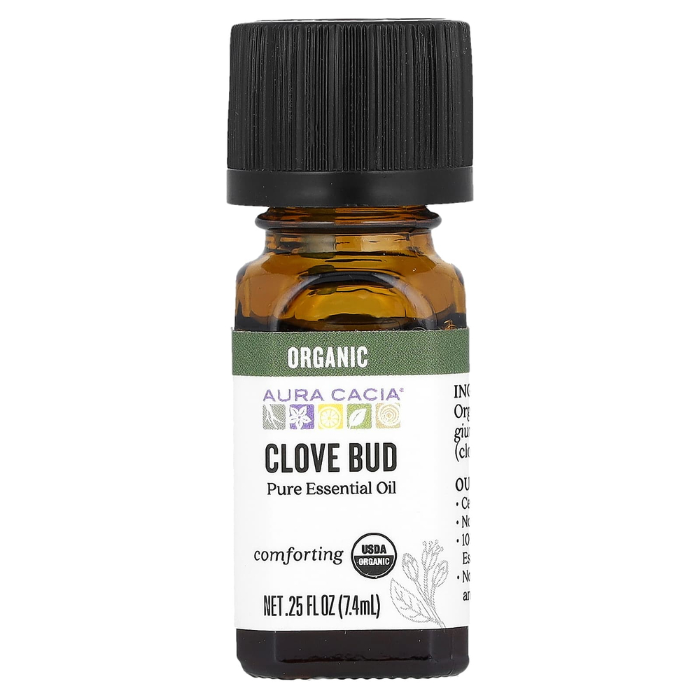 Aura Cacia, чистое эфирное масло, бутоны органической гвоздики, 7,4 мл (0,25 жидк. унции)