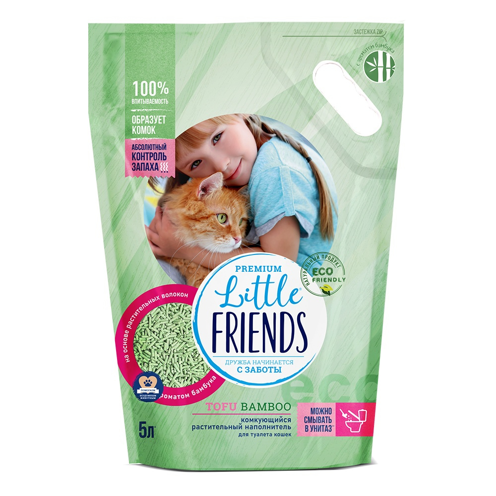 Наполнитель Little Friends Tofu Bamboo комкующийся для кошек 2,5 кг 5 л