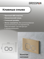 Комплект 2 в 1: Grossman инсталляция Cosmo 900.K31.01.000+клавиша смыва 700.K31.02.310.310 золото матовый, 2 места
