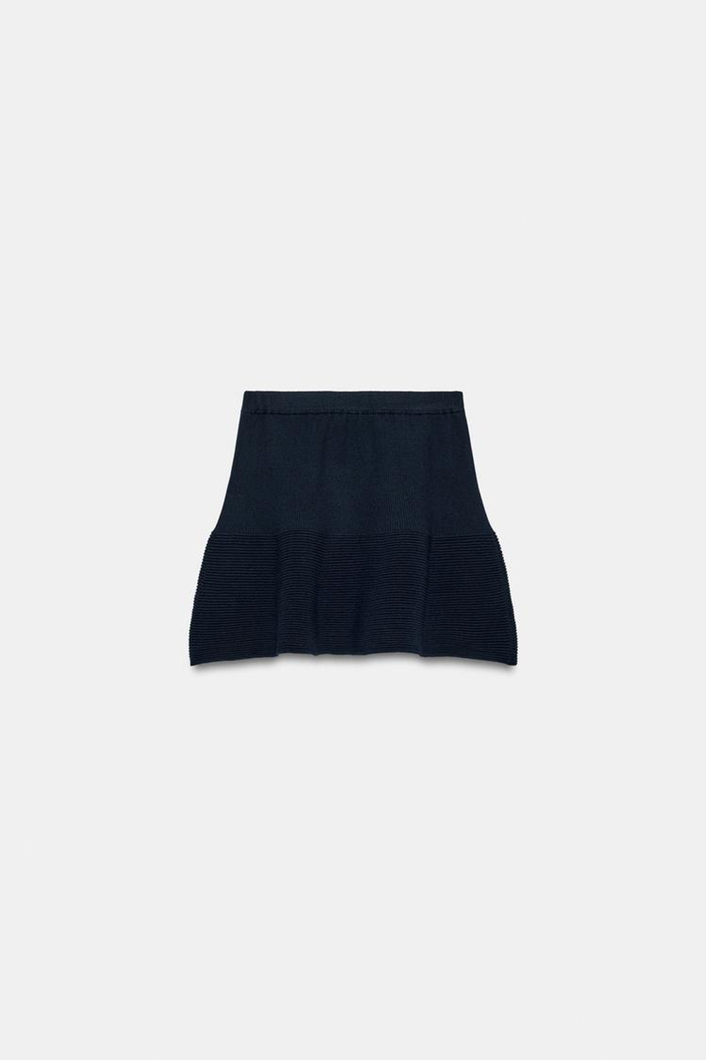 ZARA ТРИКОТАЖНАЯ МИНИ-ЮБКА С БАСКОЙ, МОРСКОЙ СИНИЙ