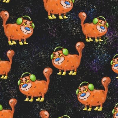 рыжий кот в наушниках